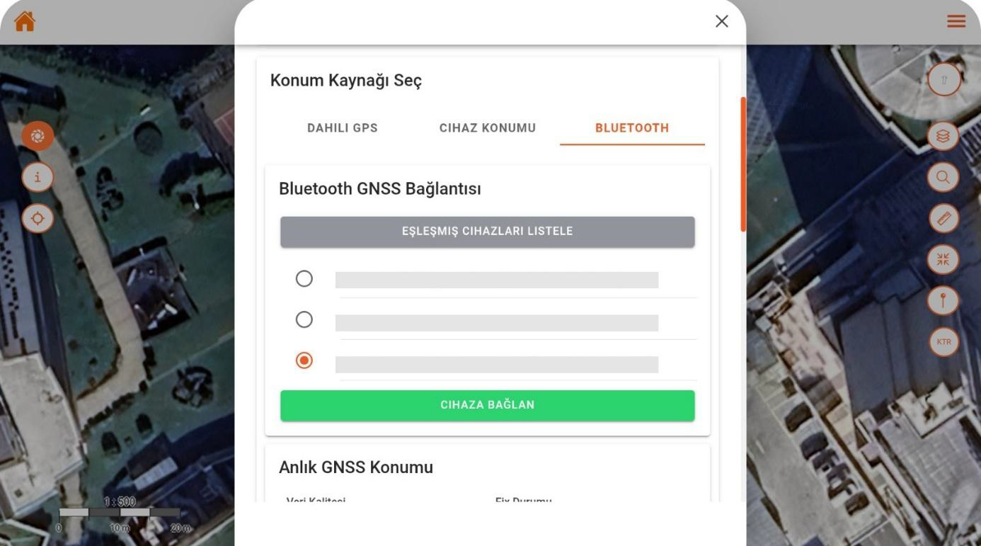 Bluetooth GNSS Bağlantı Ekranı